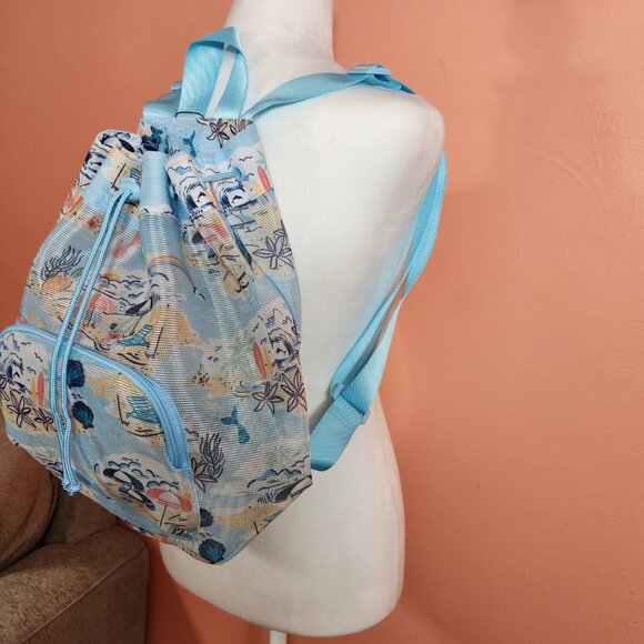 NWT Vera Bradley - Beach Treasures - Mesh Drawstring Backpack - Picture 3 of 7